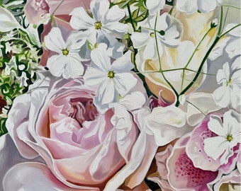 Pink Rose, Flower Print, Unframed Giclee Fine Art Print, Original Art, Home Decor.