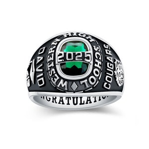 Custom Sterling Silver Class Ring: Royal Collection, Personalized Ring