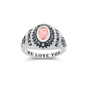Custom Sterling Silver Class Ring: Personalized High School Ring