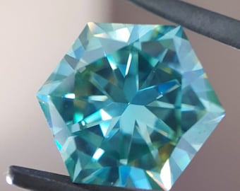 Fancy blauwe zeshoek geslepen moissaniet: losse VVS-edelsteen (1,00 CT tot 20,00 CT)