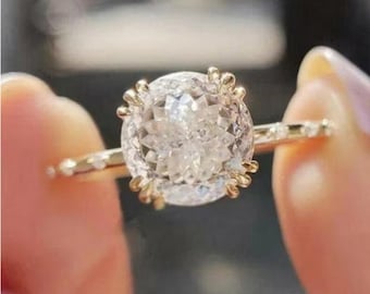 2 Carat Moissanite Engagement Ring: Portuguese Cut, 14K Rose Gold