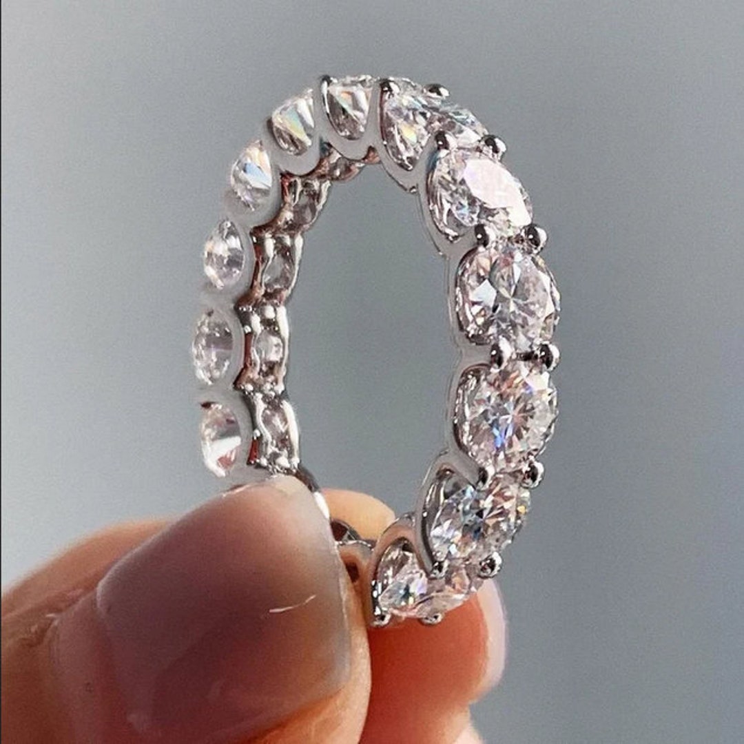 White Gold Moissanite Eternity Band: Round Cut Wedding Ring 2.50 MM - Etsy