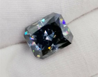 Black Blue Radiant Cut Moissanite: VVS Loose Gemstone (0.98 To 11.72 CT)