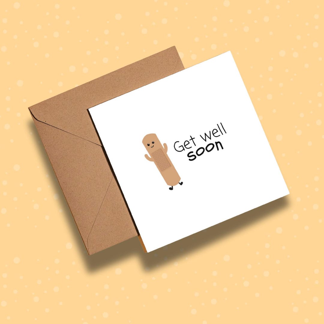 Get Well Soon Card: Cartoon Band Aid, Thinking of You - Etsy