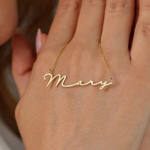Custom 14k Gold Name Necklace, Personalized Name Necklace, Dainty Name Jewelry, Signature Necklace, Gift For Her, Anniversary Gift