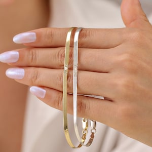 Pulsera de mujer de cadena de serpiente plana personalizada, pulsera de cadena italiana, pulsera de cadena de espiga, plata de ley 925, regalo de aniversario