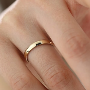 14k Gold 3 mm Dome Yellow Gold Polished Wedding Band, Custom Engraved Rings Wedding Band, Comfort Fit, Men&#39;s Women&#39;s Wedding Ring