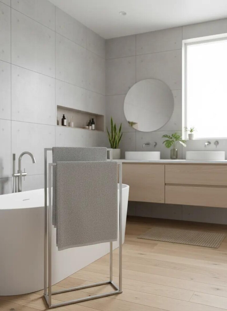 Modern Metal Freestanding Towel Rack, Minimalist Bathroom Decor - Etsy