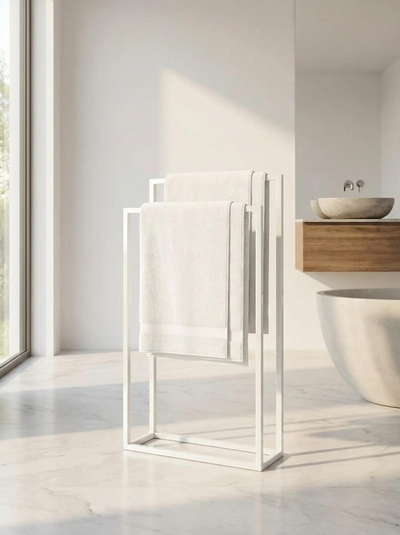 Modern Metal Freestanding Towel Rack, Minimalist Bathroom Decor - Etsy