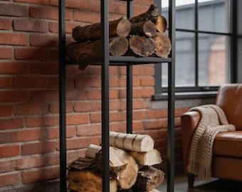 Tall Steel Firewood Rack – Space-Saving Log Holder for Fireplace