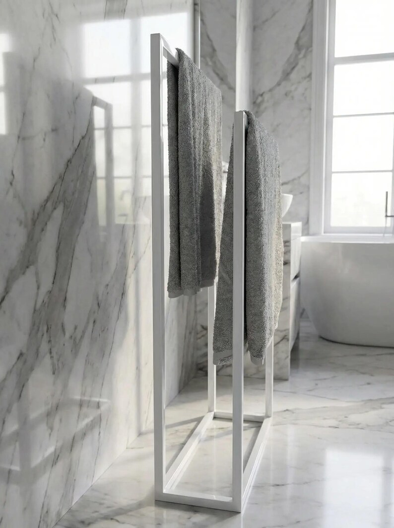 Modern Metal Freestanding Towel Rack, Minimalist Bathroom Decor - Etsy