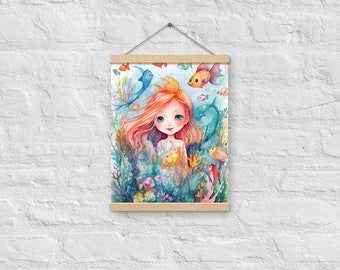Mermaid Nursery Wall Art Hanging Poster 4, Children's Wall Art, Kid's Wall Decor, Nursery Print, Cute Print, Kids Print, Ocean Print