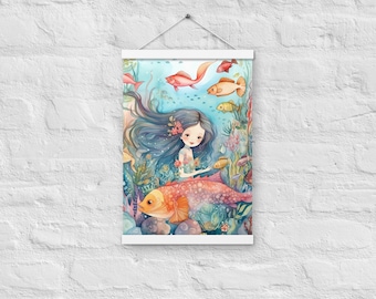 Mermaid Nursery Wall Art Hanging Poster 1,Children's Wall Art, Kid's Wall Decor, Nursery Print, Cute Print, Kids Print, Ocean Print