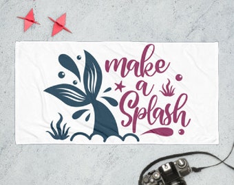 Zeemeermin Make a Splash strandhanddoek, zwemhanddoek, stranddeken, vrijgezellenfeest