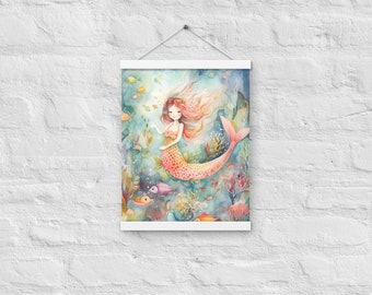 Mermaid Nursery Wall Art Hanging Poster 5, Children's Wall Art, Kid's Wall Decor, Nursery Print, Cute Print, Kids Print, Ocean Print