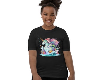 Camiseta unissex de manga curta Mermaid Unicorn YOUTH, Pequena Sereia, Mermaidcore, Ariel Princess