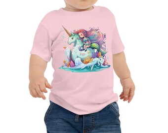 Camiseta unissex de manga curta Mermaid Unicorn BABY, Pequena Sereia, Mermaidcore, Ariel Princess