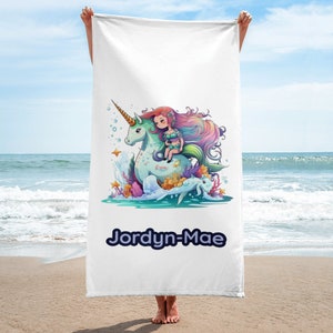 Personalised Mermaid Unicorn Towel, Swimming Towel, Beach Blanket, Bachelorette Party