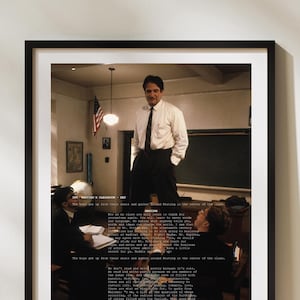 Dead Poets Society Movie Poster | Dead Poets Society Script |  Robin Williams | O Captain My Captain | Carpe Diem | Colour Palette Poster