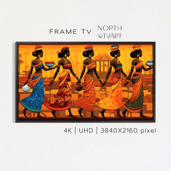 Samsung Frame TV Art, African Woman Dance, Ethnic, Folk, Ethnic Woman, Oil Painting Print, Abstract, Digital, Artwork for The Frame TV