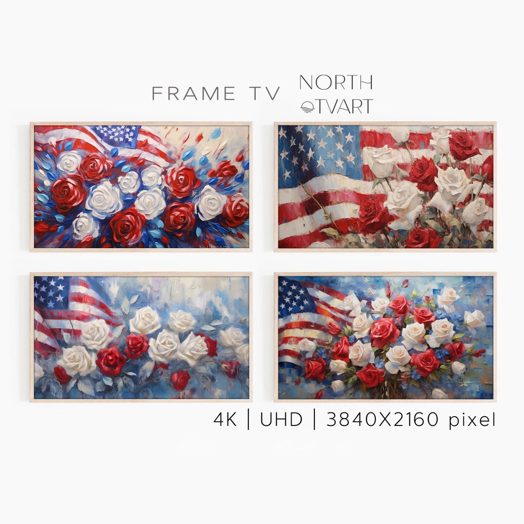 Samsung Frame TV 4K, Memorial Day, 4th of July, Floral Independence Day
