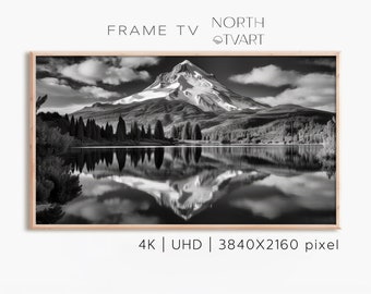 4 K Samsung Frame TV Art, Black and White Landscape, Digital Artwork for The Frame TV, b&w