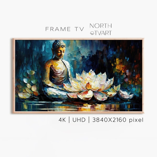 4K Frame TV Art Buddha, Buddhism Samsung Frame Art Tv, Buddha Statue Digital Art for Tv, Zen Calming 4K Art for TV, Meditation Tv Art Frame