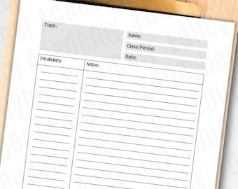 Cornell Notes Template: Printable Study Guide, Teacher Resources (PDF Download 8.5x11" )
