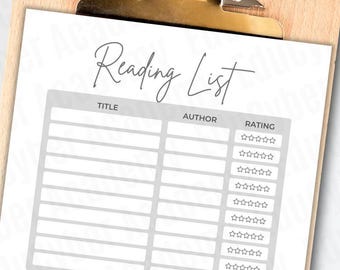 Reading Log Printable PDF, Book Tracker & Reading List, Instant Download