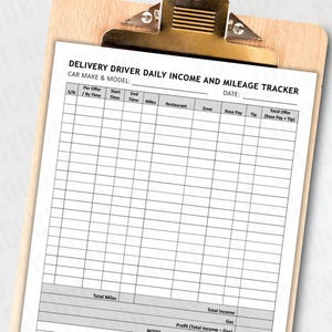 Side Hustle Income Tracker Dashing Delivery Driver Offers Tips Gas Expenses Miles Mileage Log Gig Worker Planner Page Instant Printable PDF