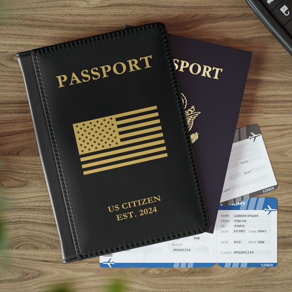 Naturalization Gift Passport Holder Wallet RFID Cover Men, Women, and Family Travel Document Case for New Citizenship US Citizen Est. 2024