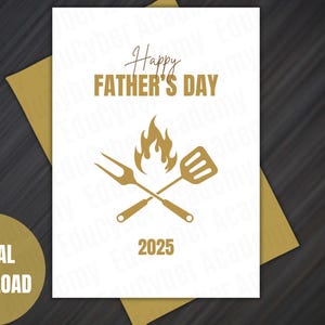 Carte imprimable, cadeau grillades pour la fête des pères, Joyeuse fête des pères, téléchargement immédiat au format PDF, cadeau grillades pour papa, barbecue dans le jardin, carte pour la fête des pères, barbecue