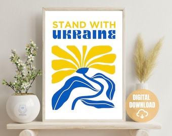 I Stand With Ukraine Poster, Ukrainian Flag Art (PDF)