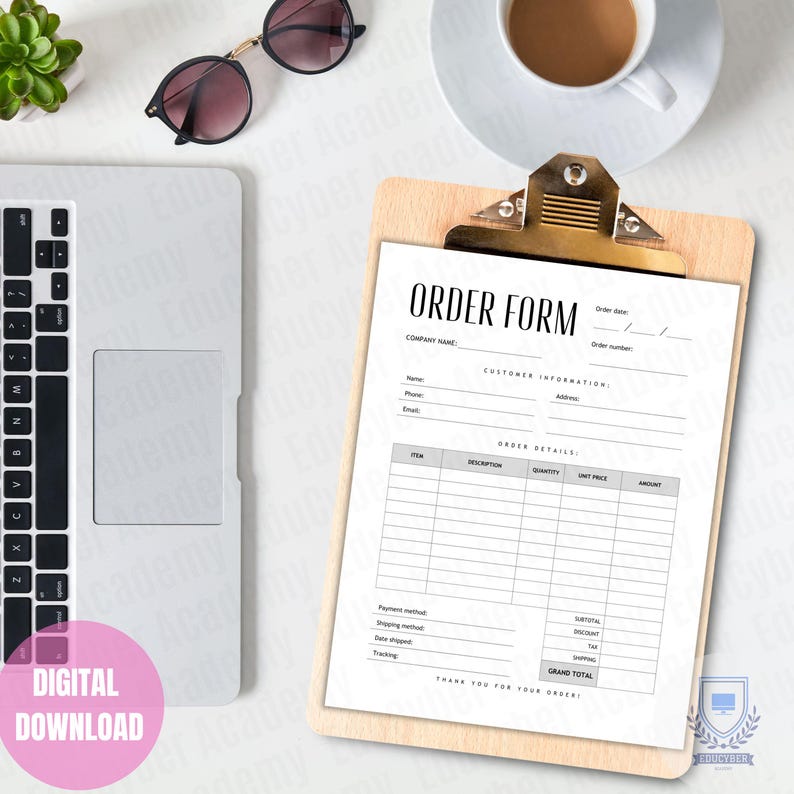 Printable Order Form Template, Small Business Invoice (PDF Download) - Etsy