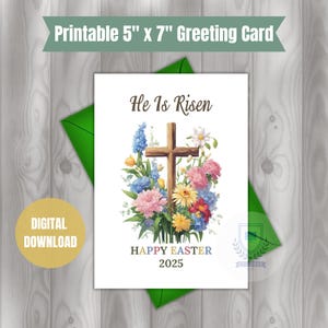 Er ist auferstanden Ostern Printables 2025 Grußkarte | Druckbare christliche Sofort PDF Digitaler Download | Innerhalb Nachricht enthalten | Herunterladbar