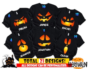 Personalized Halloween Party Group Shirt, Custom Halloween Shirt, Custom Halloween Pumpkin Family Face Matching Shirt, Halloween Group Shirt