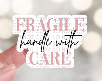 Fragile Handle with Care Sticker, Pink Packaging Sticker, Packaging Stickers,  Die Cut Stickers