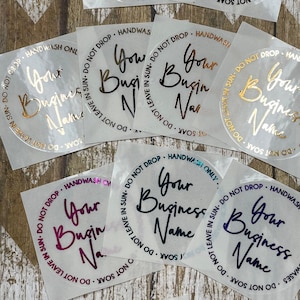 1.75" Tumbler Care Stickers, Clear Tumbler Care Stickers, Clear Gloss Stickers, Holographic Foiled Stickers