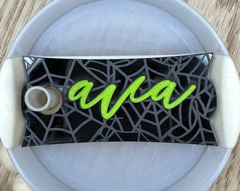 Black Spiderweb Stanley Name Plate, Neon Name Plate,Stanley Name Plate,  Dewy Spider Web, Tumbler Name Tag, Tumbler Accessories