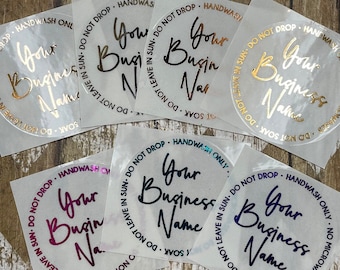 2&quot; Tumbler Care Stickers, Clear Foil Tumbler Care Stickers, Tumbler Care Stickers, Custom Holographic Stickers
