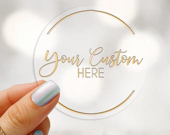 1.5" Clear Foil Custom Stickers: Wedding, Party Favor Labels