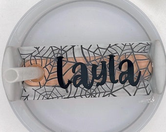 Clear Spiderweb Stanley Name Plate, Neon Name Plate,Stanley Name Plate,  Dewy Spider Web, Tumbler Name Tag, Tumbler Accessories