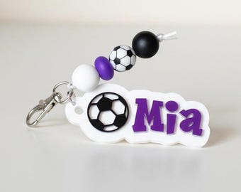 Personalized Soccer Bag Tag & Charm Set, Sports Bag Name Tag, Bag Charm