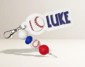 Personalized Baseball Bag Tag & Charm Set, Sports Bag Name Tag, Bag Charm