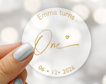 Persalized Party Favor Stickers, Clear Foiled Birthday Stickers