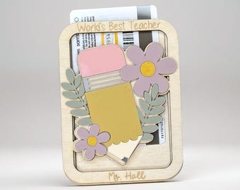Teacher Appreciation Gift, Floral Pencil Gift Card Box, World'd Best Teacher