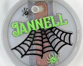 Black Spiderweb Stanley Name Plate, Neon Name Plate,Stanley Name Plate,  Dewy Spider Web, Tumbler Name Tag, Tumbler Accessories