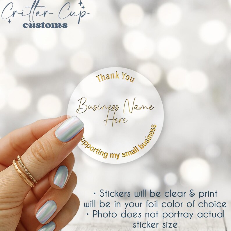 Custom Foil Thank You Stickers: Clear Business Stickers (1.75" Round ...