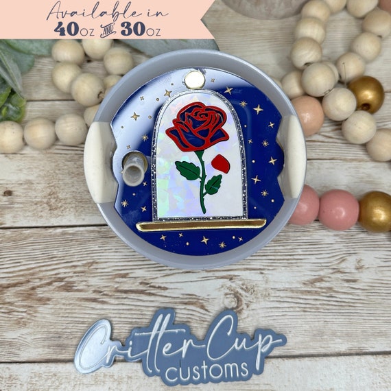 Enchanted Rose Stanley Lid Topper, Stanley Name Plate, Rose Name Plate, 40oz Stanley Name Plate, Stanley Accessories