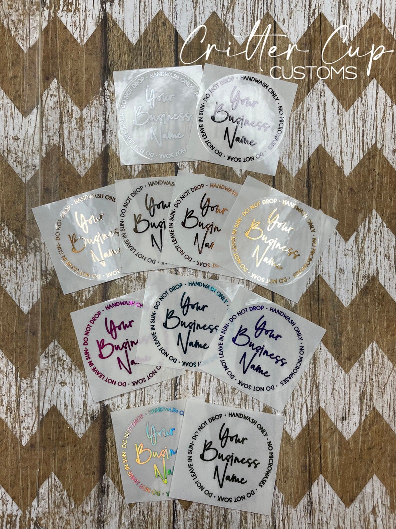 2 Tumbler Care Stickers, Clear Foil Tumbler Care Stickers, Tumbler Care Stickers, Custom Holographic Stickers image 1